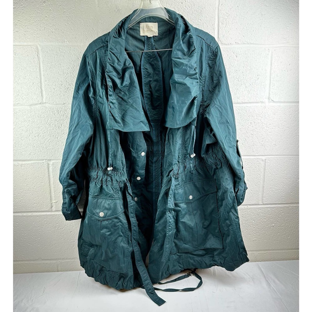 Ann Harvey Green Rain Coat Windbreaker Waist Tie Women’s Plus Sz 4X